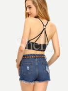 Shein Black Backless Spaghetti Strap Crop Top