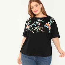 Shein Plus Drop Shoulder Floral Tee