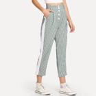 Shein Button Front Striped Pants