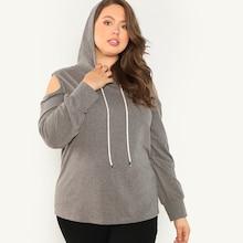 Shein Plus Open Shoulder Hoodie