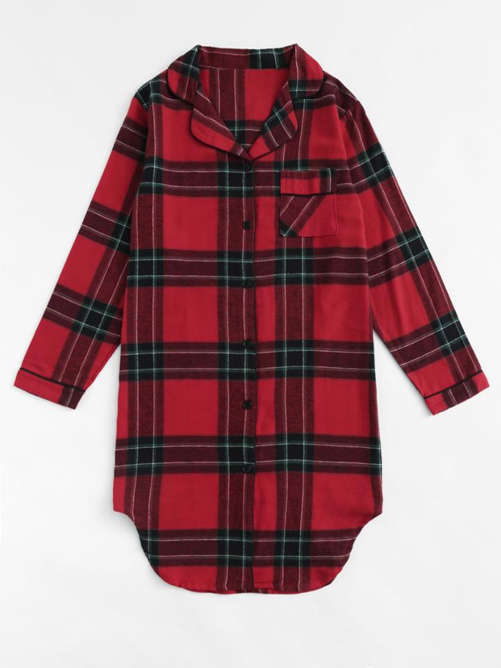 Shein Plaid Shirt Night Dress