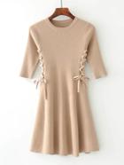 Shein Lace Up Side Ribbed Knit Dress
