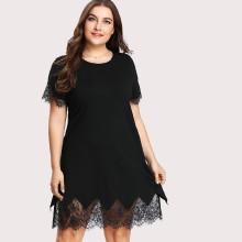 Shein Plus Scalloped Eyelash Lace Insert Dress