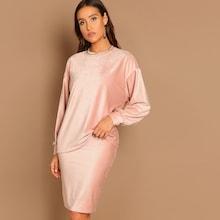 Shein High Neck Drop Shoulder Top And Skirt Set