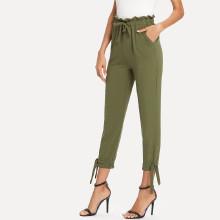 Shein Ruffle Trim Drawstring Waist Pants