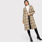 Shein Tweed Double Breasted Plaid Coat