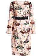 Shein Cats Print Floral Sheath Dress