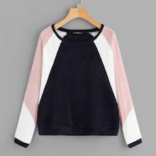Shein Raglan Sleeve Color-block Pullover
