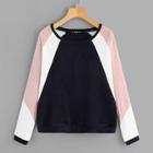 Shein Raglan Sleeve Color-block Pullover