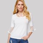Shein Strappy Front Cut Out Flounce Sleeve Tee