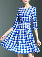 Shein Blue Cross Obi A-line Dress