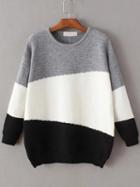 Shein Color Block Ribbed Drop Shoulder Sweater