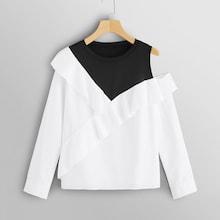 Shein Asymmetrical Shoulder Ruffle Top