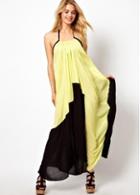 Rosewe Great Open Back Halter Dress Yellow And Black