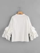 Shein Tiered Bell Cuff Sequin Trim Jumper