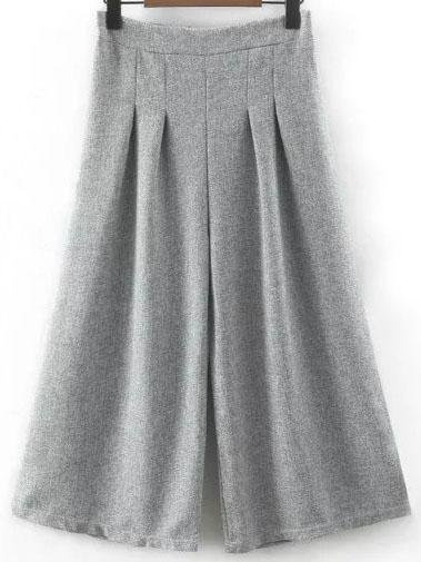 Shein Grey Bow Tie Waist Wide Leg Pants