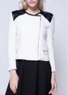 Rosewe New Arrival Long Sleeve White Jacket With Zipper