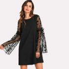 Shein Star Mesh Sleeve Tunic Dress