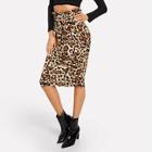 Shein Ruffle Detail Belted Leopard Print Skirt