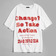 Shein Men Letter And Number Print Tee