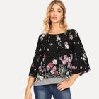 Shein 3/4 Sleeve Botanical Top