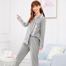 Shein Hedgehog Print Button Up Pajama Set