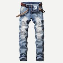 Shein Men Patch & Shirred Detail Jeans