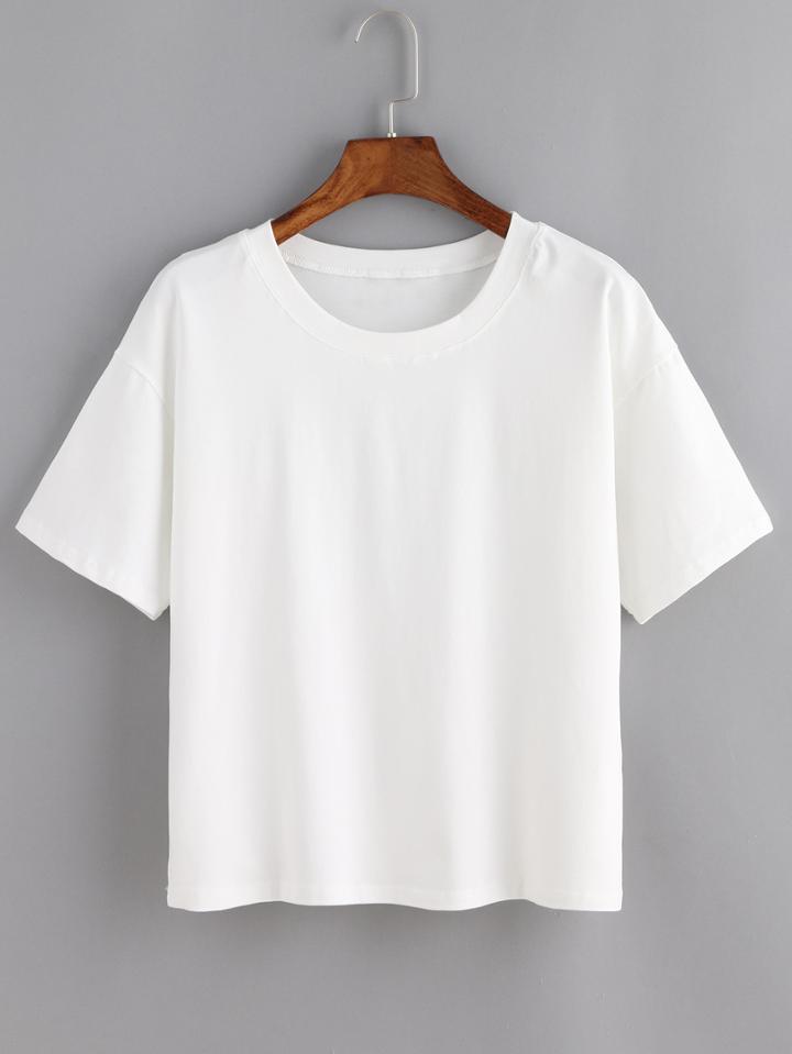 Shein Crew Neck White T-shirt