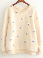 Shein Beige Cloud Print Long Sleeve Sweatshirts