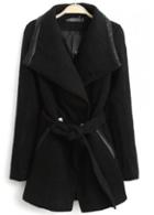 Rosewe Laconic Black Long Sleeve Turndown Collar Woman Coat