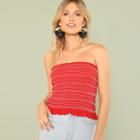 Shein Chevron Print Frill Trim Bandeau Top