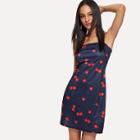 Shein Allover Cherry Print Fitted Strappy Dress