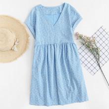 Shein V Neckline Printed Cuffed Dress