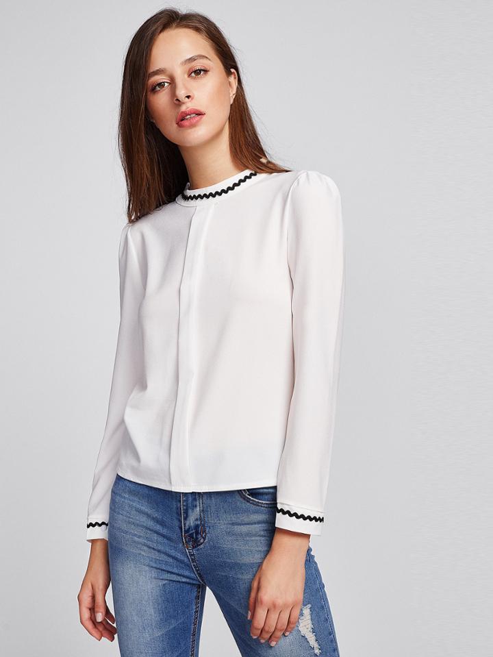 Shein Stripe Contrast Hem Blouse