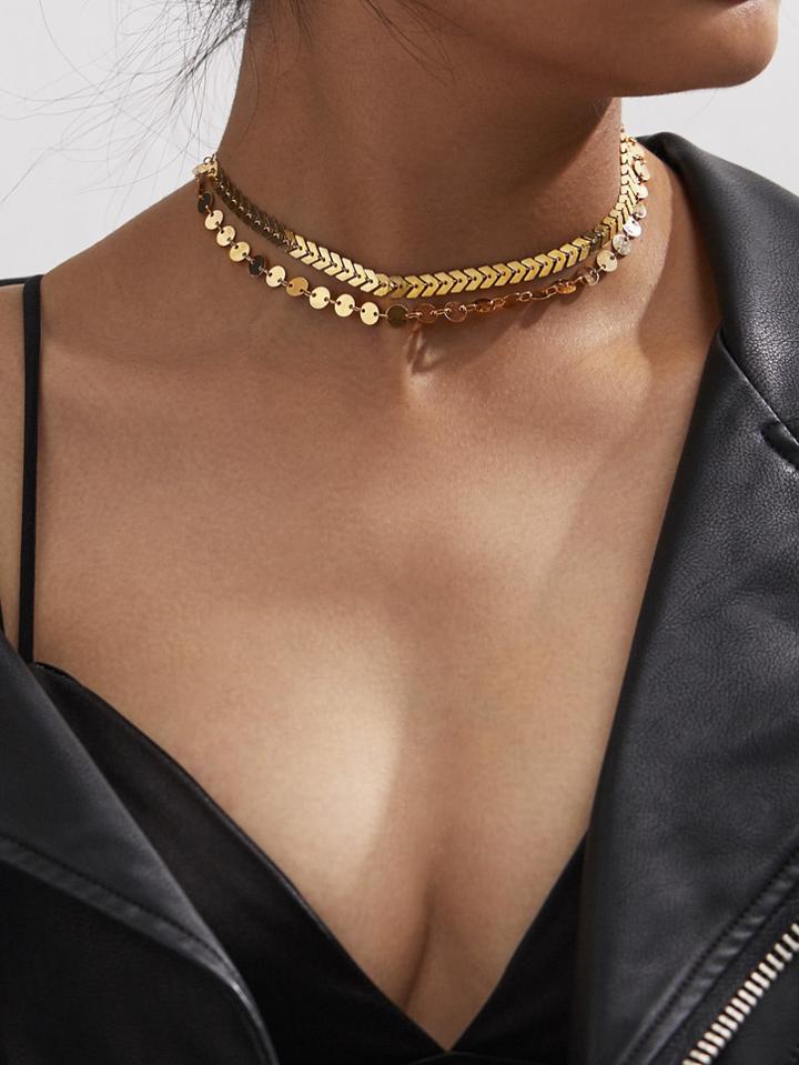 Shein Sequin & Arrow Design Layered Choker