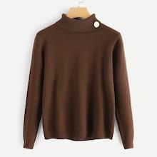 Shein Solid Button Decoration Jumper