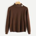 Shein Solid Button Decoration Jumper
