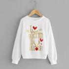 Shein Girls Christmas Drop Shoulder Lettering Pullover