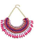 Shein Rose Red Bead Tassel Necklace