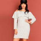 Shein Plus Flounce Foldover Front Striped Dress