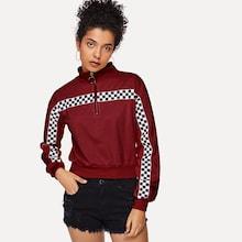 Shein Zip Front Collar Graphic Print Sweatshirt