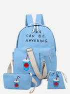 Shein Light Blue 4 Pieces Graffiti Print Bags