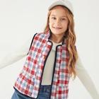 Shein Girls Button Up Plaid Peplum Vest