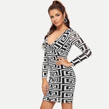Shein Twist Front Graphic Print Dress