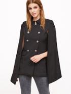Shein Double Breasted Cape Blazer With Pockets