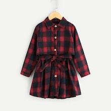 Shein Toddler Girls Self Tie Plaid Blouse