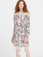 Shein Bardot Fringe Hem Dress With Self Tie