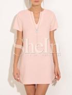 Shein Pink V Neck Split Side Shift Dress