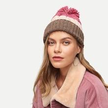 Shein Cuffed Pom Pom Knit Hat