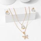Shein Flower Pendant Layered Necklace & Earrings Set